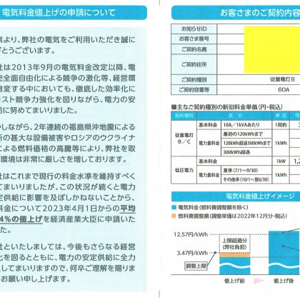 電気料金値上げ